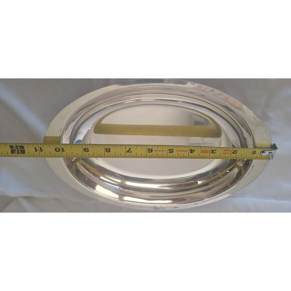 Vintage Silverplate Oval Serving Bowl with Handles- 11"x7" Mid-Century Tableware - Picture 3 of 6